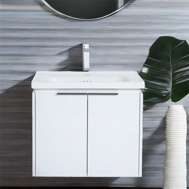 Meuble-lavabo simple mural avec plateau en céramique 23,81 po Boid
