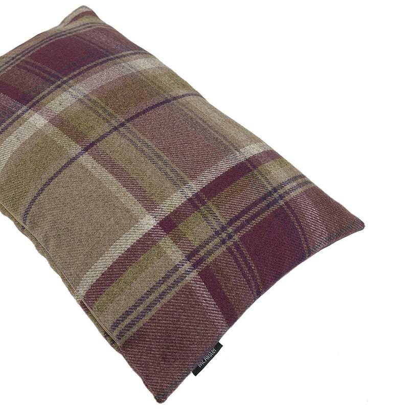 Griggs Plaid Rectangular Cushion, 30 x 50cm, Purple/Green