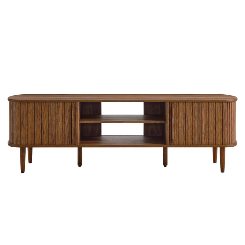 Contour 63'' Walnut Mid-Century Modern TV Stand with Cabinet