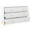 Commode moderne à 6 tiroirs avec poignées dorées et pieds triangulaires, armoire de rangement blanche pour chambre à coucher, commode minimaliste