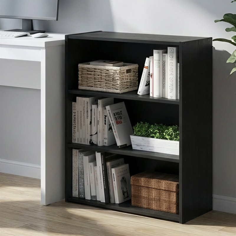 Kylee 3-Tier Open Shelf Bookcase, (3 Shelves) 80cm H x 60cm W x 24cm D, Americano