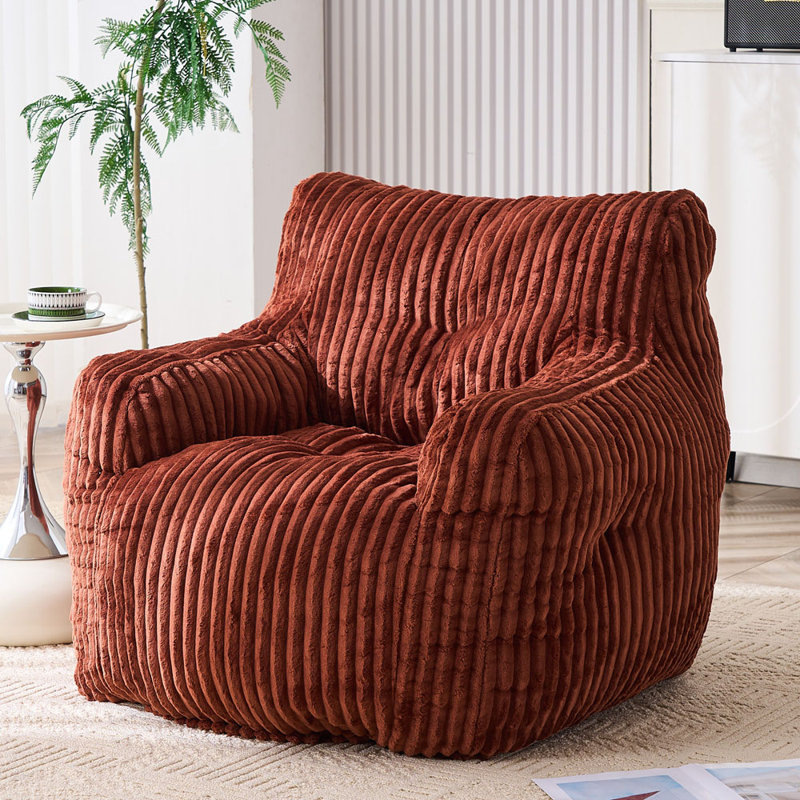 Fauteuil à billes en velours côtelé doux et moelleux rempli d'éponge à mémoire de forme, Velours côtelé rouge