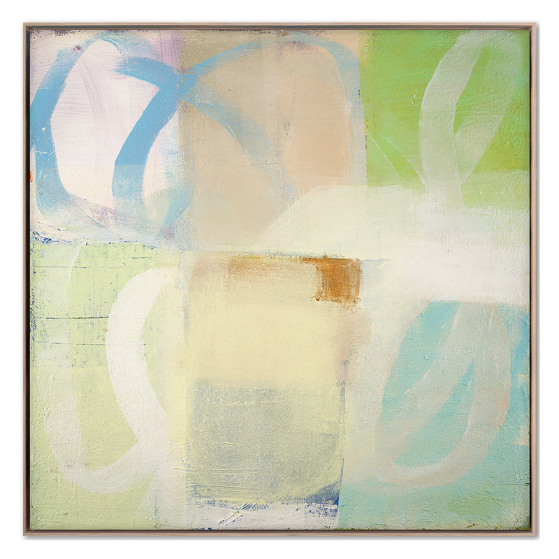 «Summer 2022 Multitude In Green Gold», reproduction encadrée sur toile par Ellen Hermanos, Cadre flottant érable