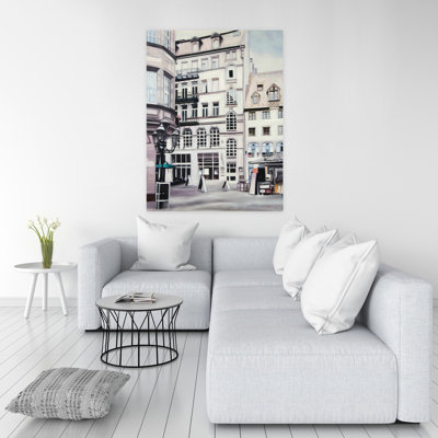 Scène de rue en Allemagne - Art sur toile, architecture rose