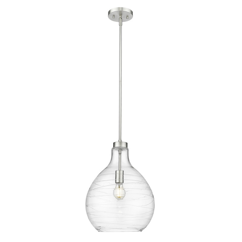 Luminaire suspendu en forme de goutte 1 lumière Wilhemina, H 98,5 po x l 13 po x P 13 po, Nickel brossé