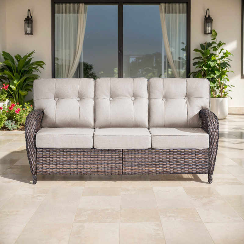 Canapé d'extérieur en rotin 75 po Agnes, Beige