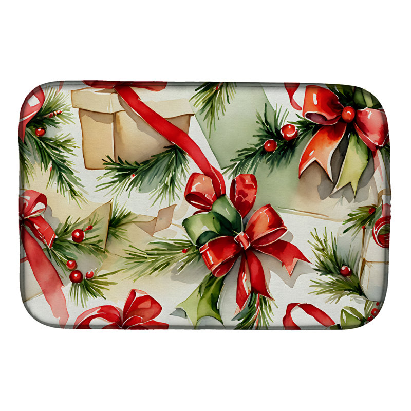 Christmas Bows & Ribbons Dish Drying Mat