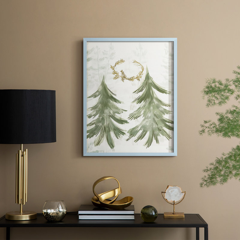 «Christmas Holiday Art», reproduction encadrée Ccclxx - bois massif, Bleu