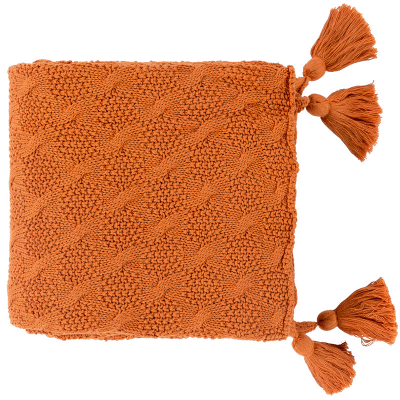 India Knitted Throw Blanket, Orange