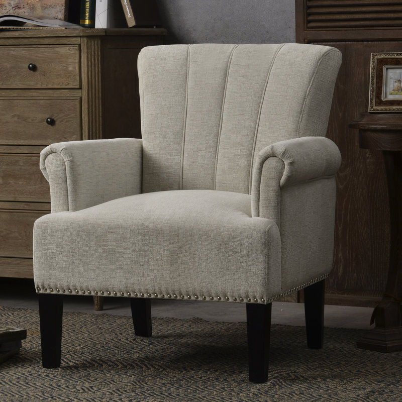 Fauteuil d'appoint traditionnel Havenwood avec structure en polyester résistant aux taches et en bois massif