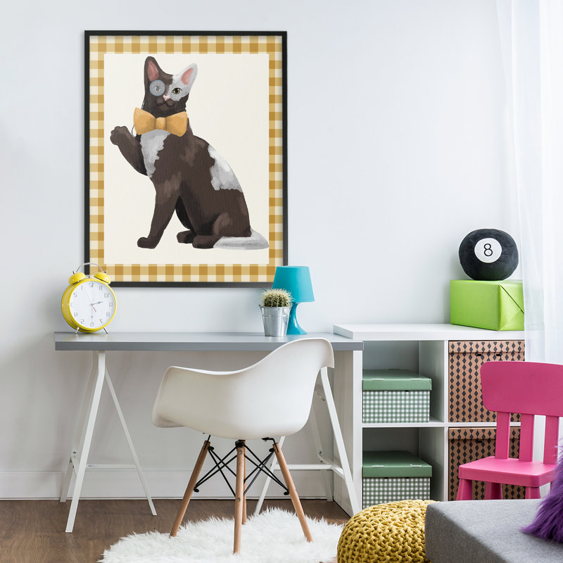 «Gentleman Cat» avec giclée encadrée, design par Sadie Harper, Giclée encadrée noir minuit, H 30 po x l 24 po