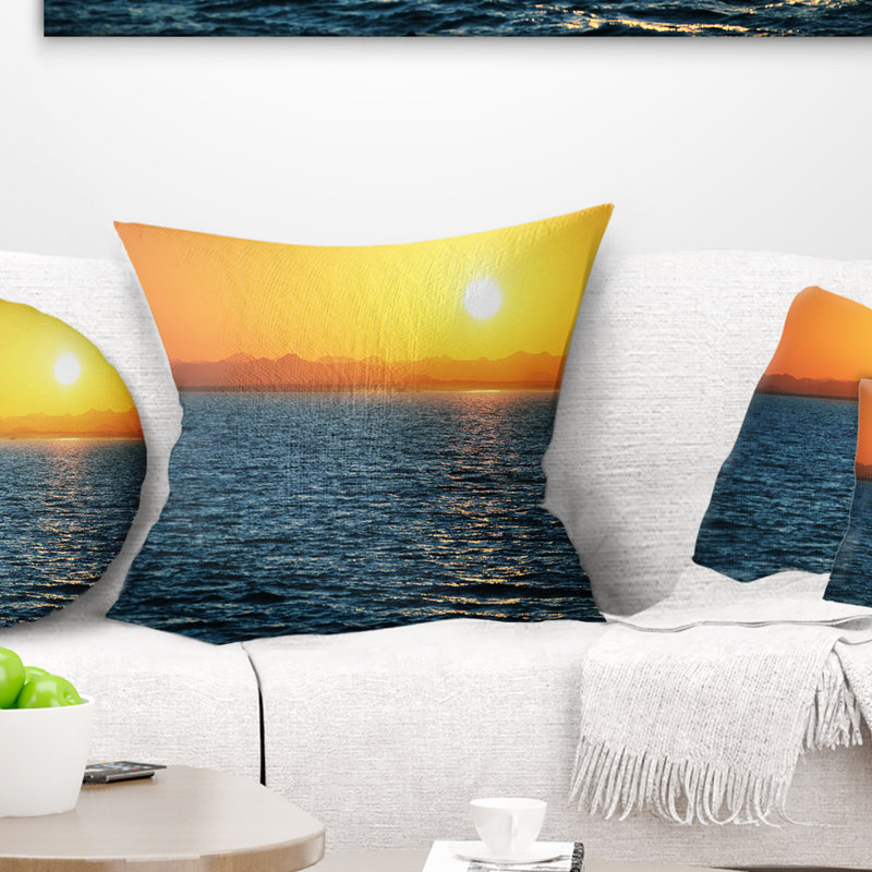 Beautiful River View At Sunset - Sea & Shore Printed Pillow, 16" x 16", Throw Pillow