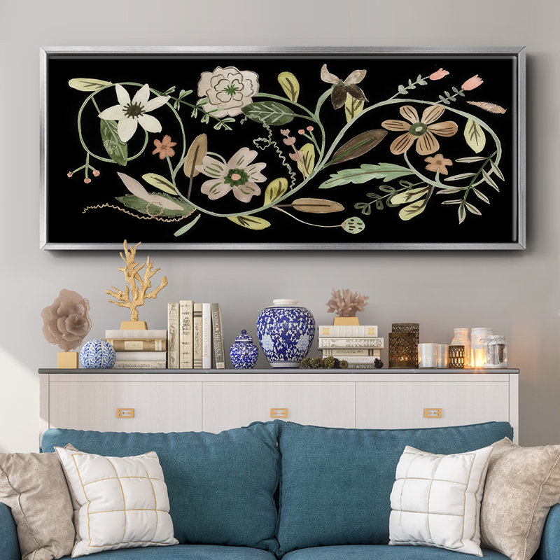 Pressed Flowers II- Framed Canvas, 20" H x 50" W