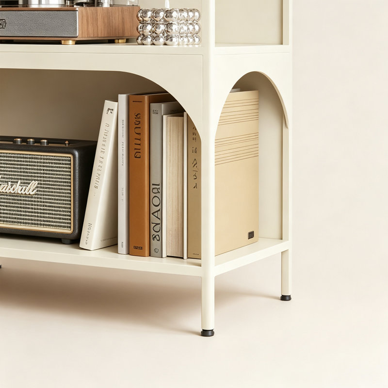 Présentoir de rangement arqué en métal, H 52,36 po x l 27,56 po x P 13,78 po, Crème