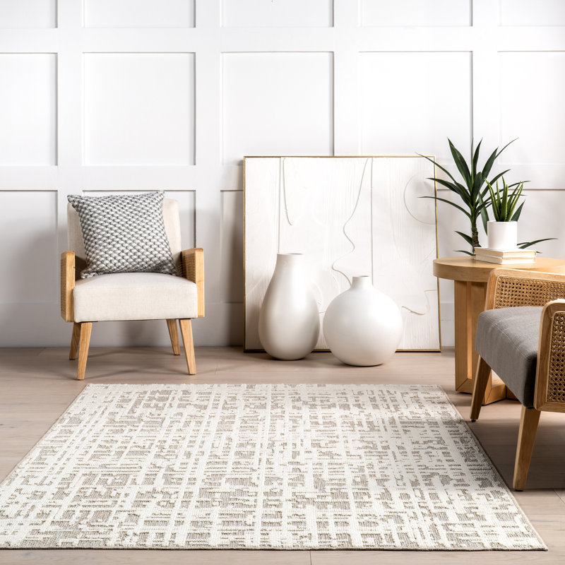 Amity Abstract Machine Washable Area Rug, Rectangle 4' x 6'