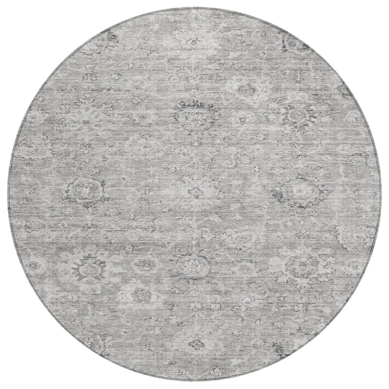 Chroma Gray Washable Indoor-Outdoor Rug - , 8' x 8'