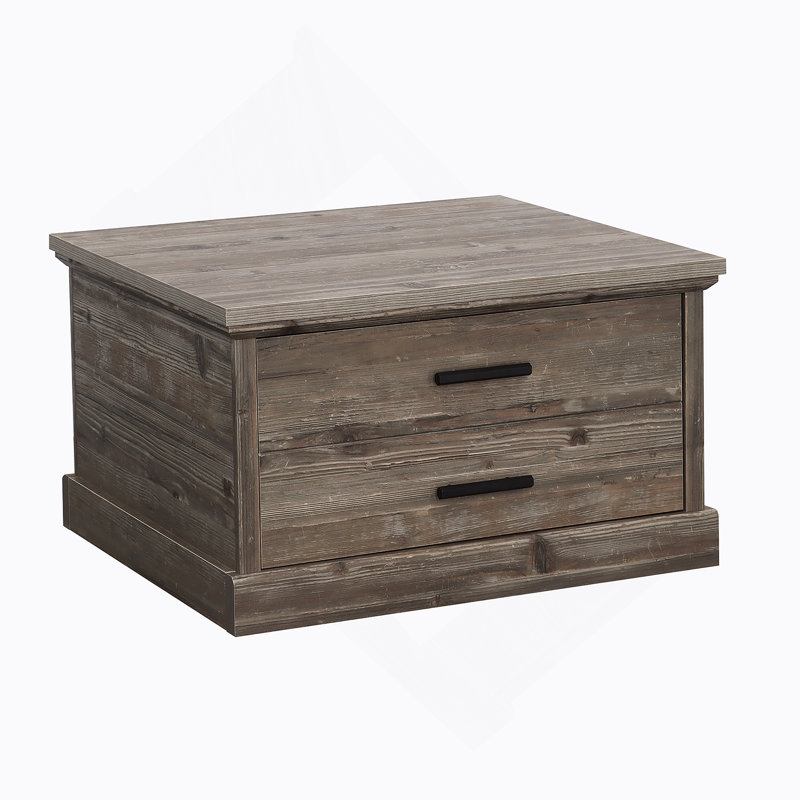 Table basse en bois de pin rustique avec rangement spacieux et conception durable pour des salons confortables, Bois de pin