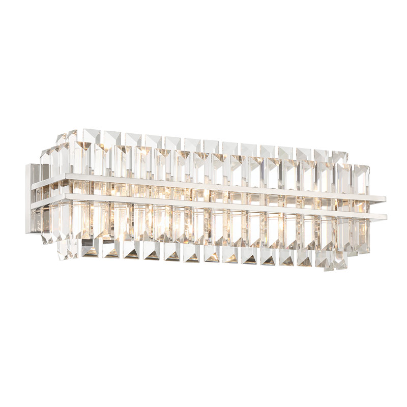 Hayes  Light Aged Brass Bathroom Vanity, Polished Nickel, 4 Lights, 8" H x 23.5" W x 6" D