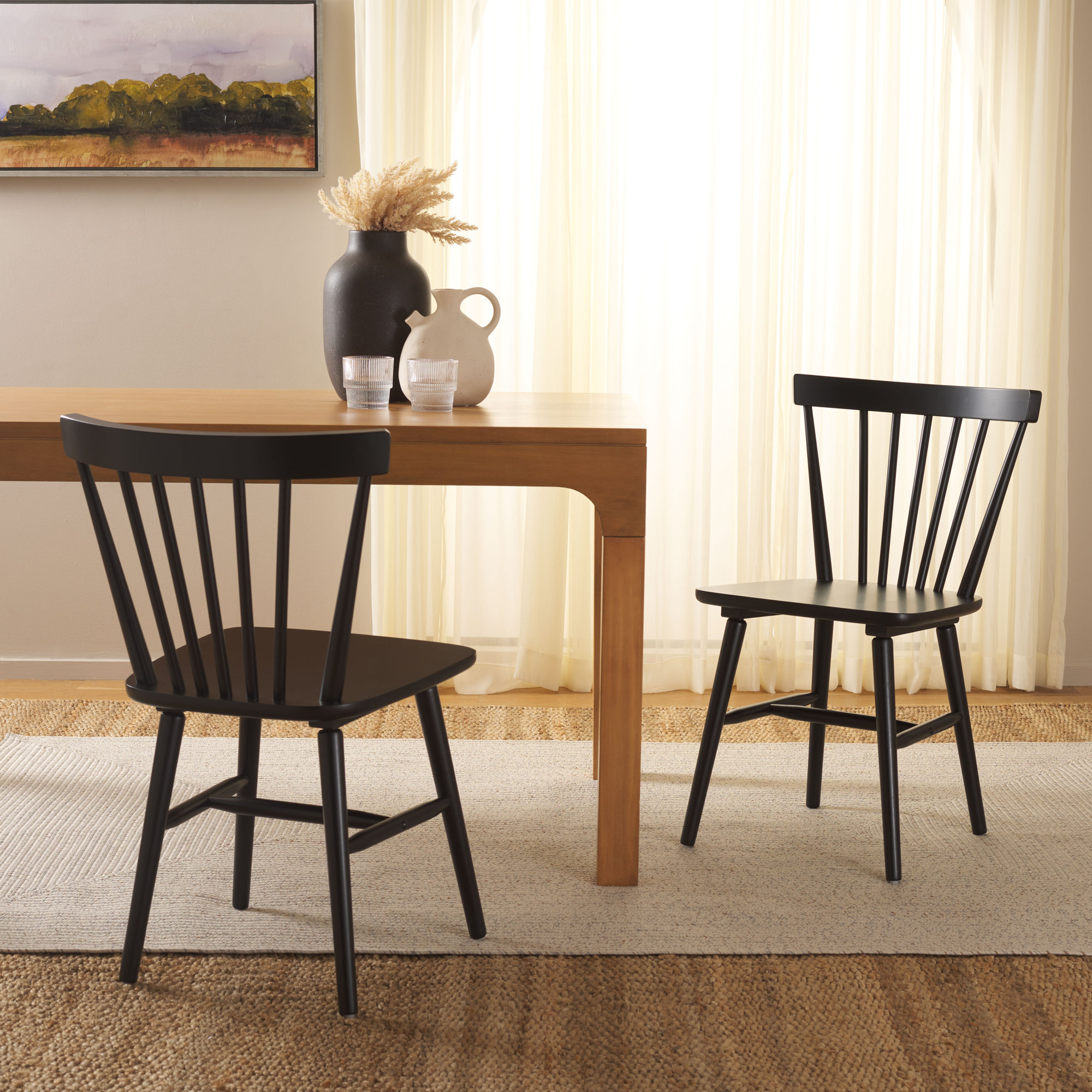 Antoya Solid Wood Dining Chair, Matte Black