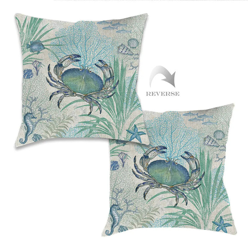  Coussin décoratif tissé bleu crabe par Laural Home