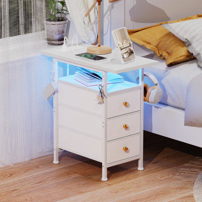 Set of 2 Narrow Dresser with Charging Station White Dresser with 3 Drawer Slim Chest of Drawer by Ebern Designs