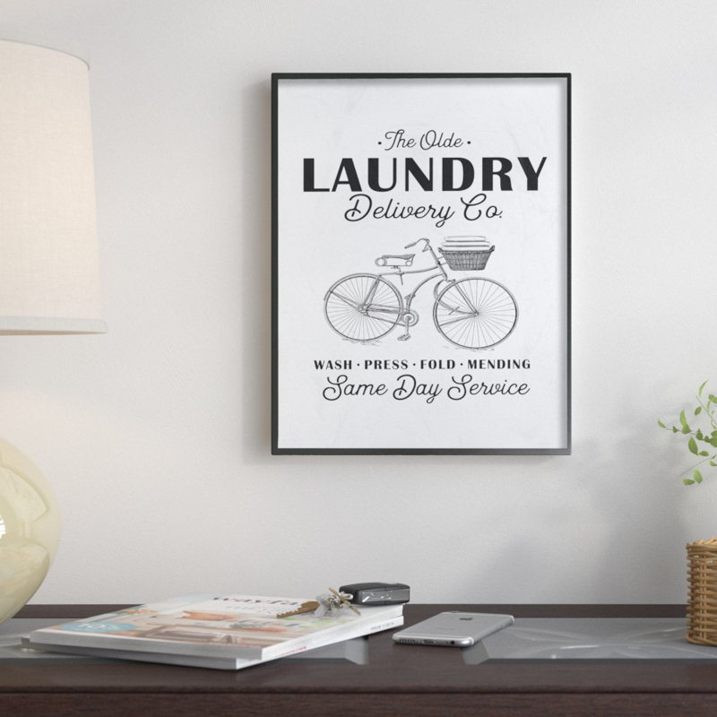 «Olde Laundry Livraison Co», reproduction d'art textuel rétro, H 20 po x l 16 po, Giclée encadrée noir minuit
