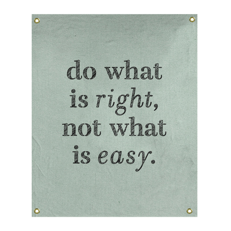 Tapisserie en polyester do what is what is right quote, H 36 po x l 26 po, Vert / Noir