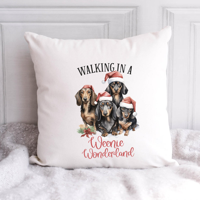 Coussin décoratif en polyester 15_dachshund, 16 po x 16 po