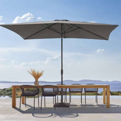 Rukia 9' Rectangular Outdoor Patio Market Umbrella with Push Button Tilt, All-Weather Table Umbrella for Deck Backyard Garden
