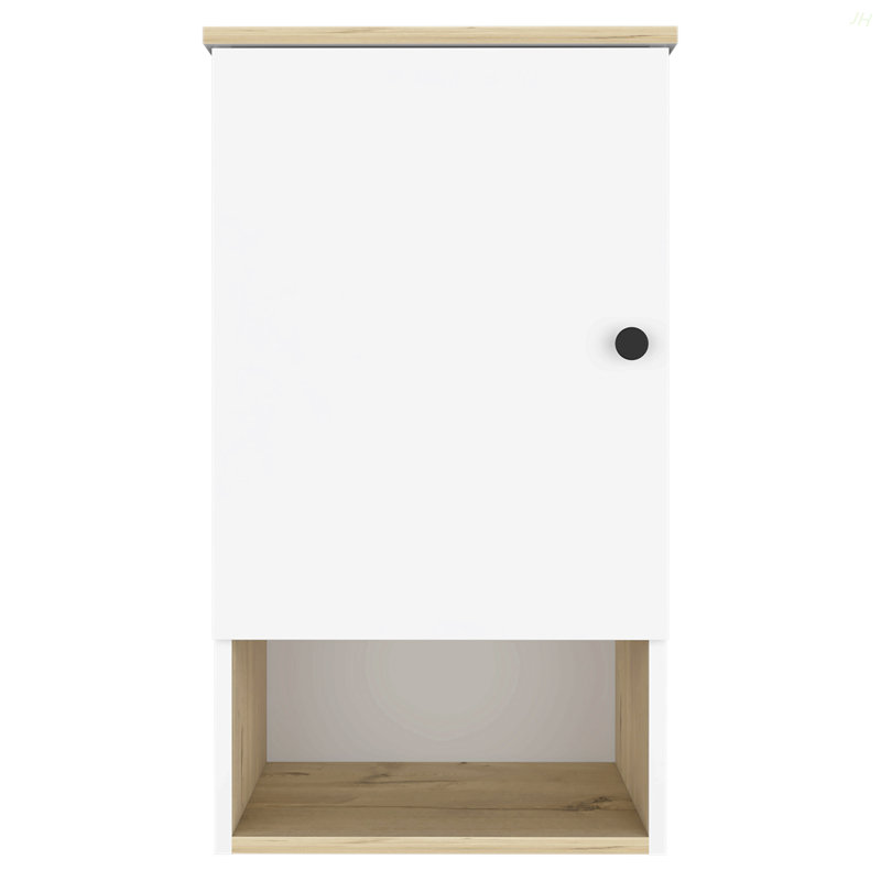 Medicine Cabinet, Two Internal Shelves, Single Door, One Shelf, White/Natural