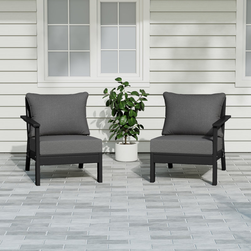 Deep Seating Set With Cushions, Black, Gray