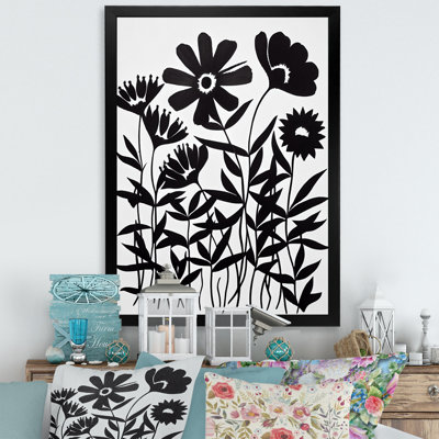 «Black and White Graphic Flowers VI», reproduction sur toile