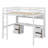 Full-Size Loft Bed Set, Comprising Desk, Cabinets, Drawers, Bedside Tray, And Power Charging Port
