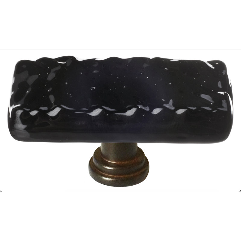 Poignée de meuble en verre Glacier, Noir / bronze huilé