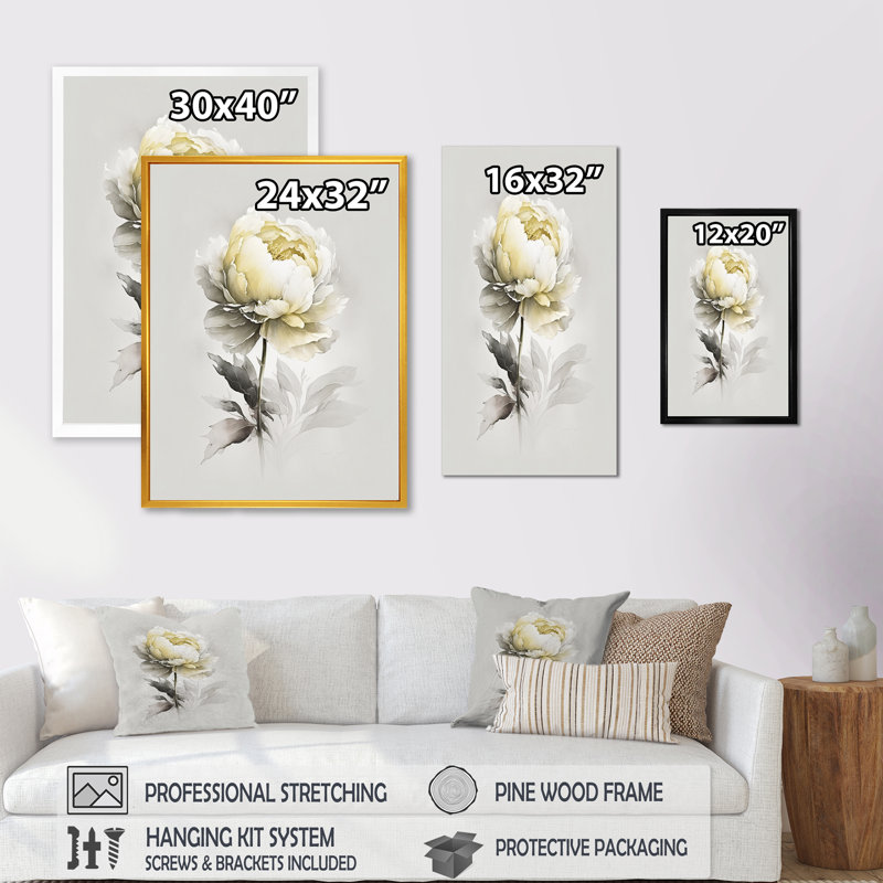 «Dahlia Flower V», reproduction sur toile, L 16 po x H 32 po, Toile avec cadre flottant noir