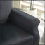Chaise d'appoint à oreilles rembourrée en tissu Mid-Century avec pieds en bois robustes pour le bureau de la chambre à coucher