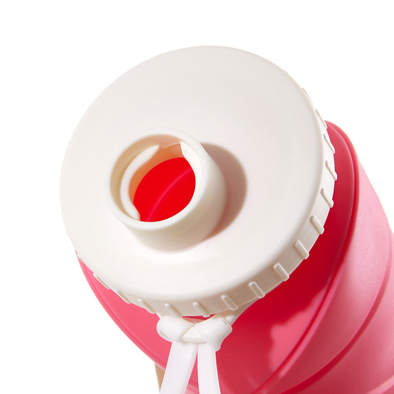 Patchwork 600ml Silicone Sports Water Bottle, Peony Pink