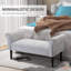 Banc en lin rembourré avec accoudoirs, banc de lit robuste pour chambre ou entrée, gris clair