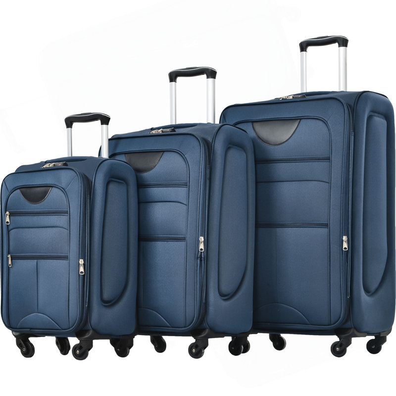 Ensemble de 3 valises extensibles Softside Valise, Bleu très foncé