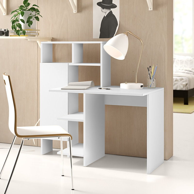 Reiner Commercial Use 135.9Cm W Rectangle Writing Desk, White