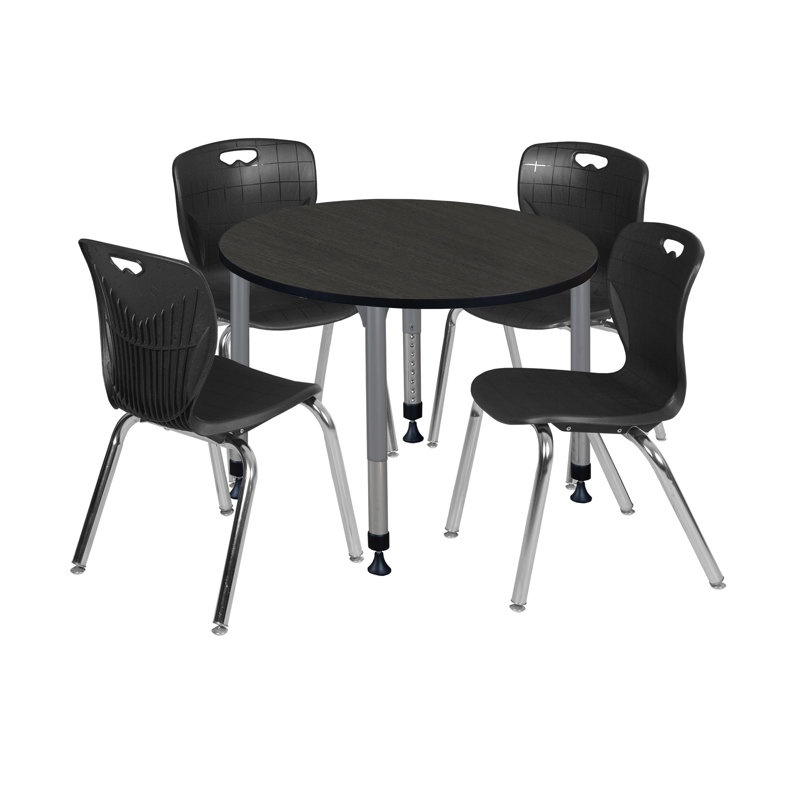 Ensemble de table de salle à manger et de chaises Kee Mobile, H 34 po x L 42 po x l 42 po, Noir, Gris