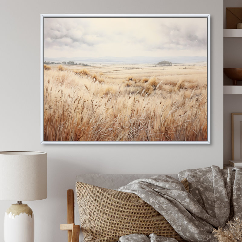 Prairie Peacefulness Meadows - Prairies, reproduction sur toile, Cadre photo noir, H 24 po x l 32 po
