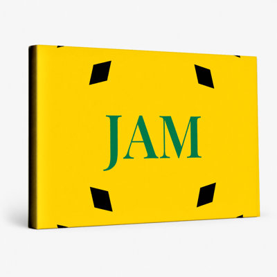 Jamaica World Flag Luxury Diamond Monogram — Black Yellow Green — Canvas Wall Art