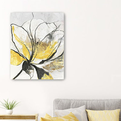 20 ", art mural moderne sur toile jaune et noire