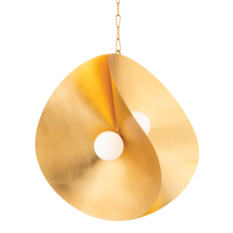 Peony 4 Light Pendant, Gold Leaf, 33.75" H x 30" W x 30" L