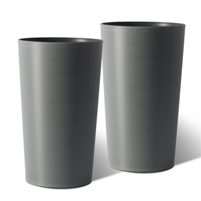 2 Pack Tall 21.7 In Planters For Outdoor Plants Modern Tall Square Planter Box Indoor Outdoor Porch Patio Flower Pot Modern Big Tapered Matte Tree Flower Pot For Garden, (Grey)