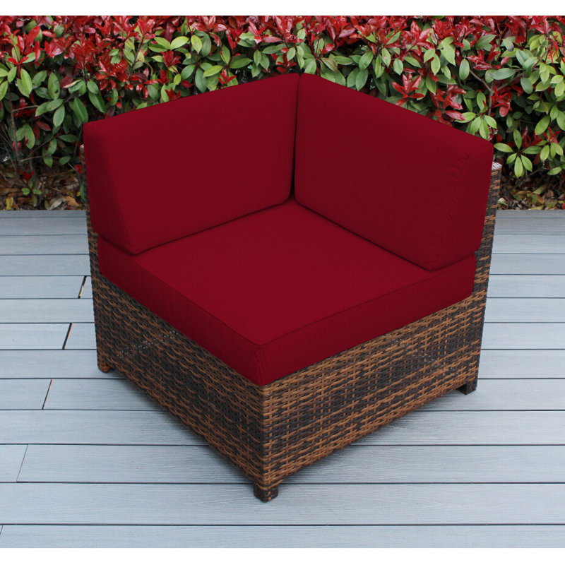 Billyjo Wicker Outdoor Lounge Chair, Red, Mixed Brown