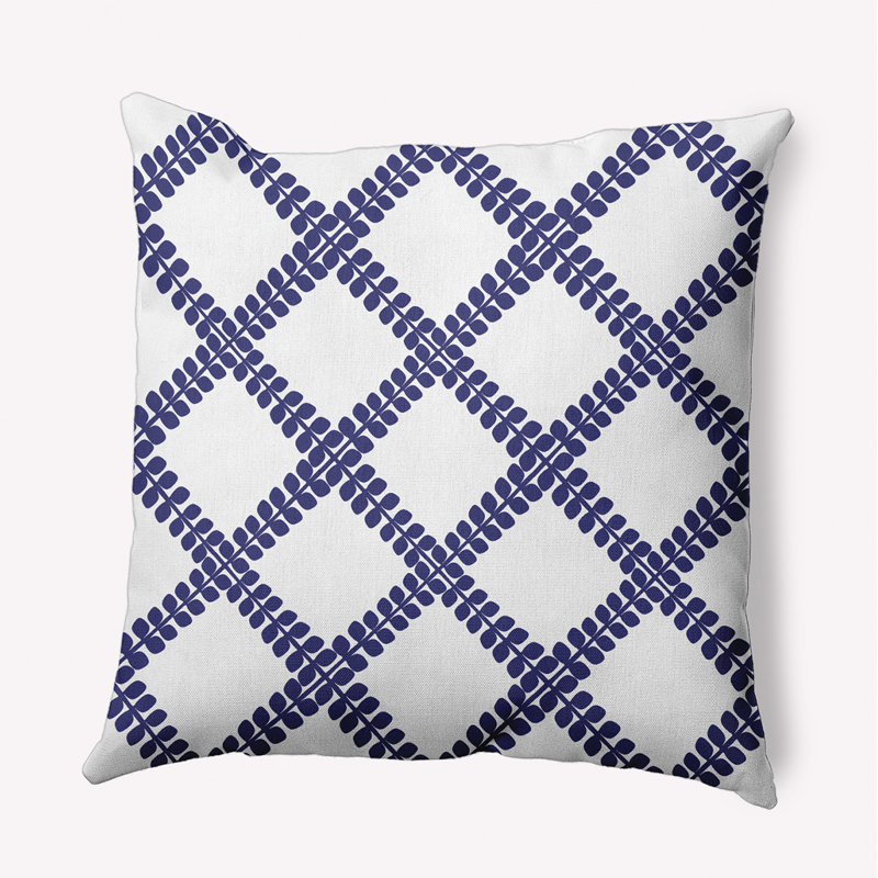 Coussin décoratif intérieur / extérieur Botanical Blooms, Bleu violacé géométrique, H 16 po x l 16 po