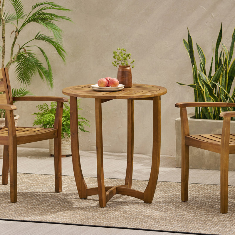 Table d'appoint d'extérieur ronde en bois d'acacia, Teak