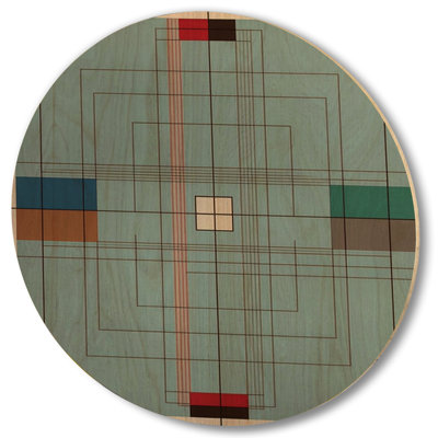 Art mural rétro Mid-Century graphique IV - bois de pin Mid-Century moderne - bois de pin naturel